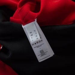 Pre Owned Victoria Beckham Red Wool and Silk Cutout Shoulder Detail Sleeveless Dress M