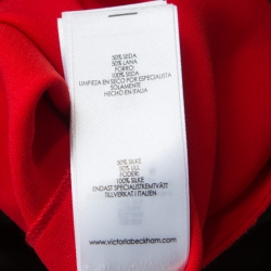 Pre Owned Victoria Beckham Red Wool and Silk Cutout Shoulder Detail Sleeveless Dress M