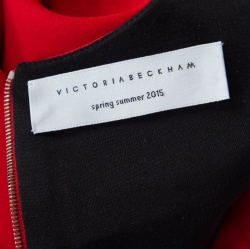 Pre Owned Victoria Beckham Red Wool and Silk Cutout Shoulder Detail Sleeveless Dress M