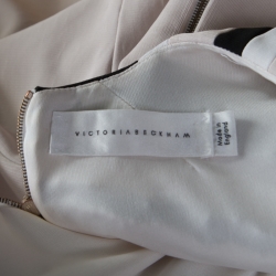 Pre Owned Victoria Beckham Blush Pink Striped Shoulder V-Neck Sleeveless Pencil Dress M
