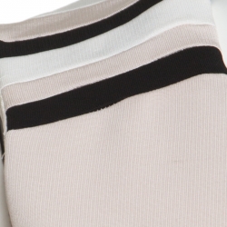 Pre Owned Victoria Beckham Blush Pink Striped Shoulder V-Neck Sleeveless Pencil Dress M