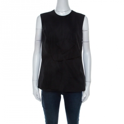 Pre Owned Victoria Beckham Black Cotton Blend Bow Detail Sleeveless Top M 