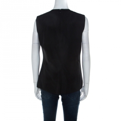 Pre Owned Victoria Beckham Black Cotton Blend Bow Detail Sleeveless Top M 