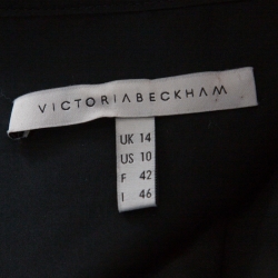 Pre Owned Victoria Beckham Black Crepe Knit Epaulette Detail Belted Shirt Dress L