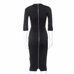 Pre Owned Victoria Beckham Black Crepe Fitted V-neck Dress S