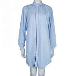 Pre Owned Victoria Beckham Blue Striped Long Sleeve Buttondown Shirt Dress S