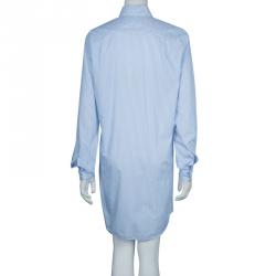 Pre Owned Victoria Beckham Blue Striped Long Sleeve Buttondown Shirt Dress S