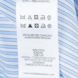 Pre Owned Victoria Beckham Blue Striped Long Sleeve Buttondown Shirt Dress S