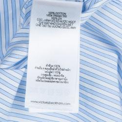 Pre Owned Victoria Beckham Blue Striped Long Sleeve Buttondown Shirt Dress S