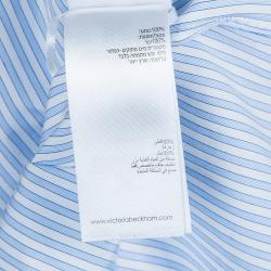 Pre Owned Victoria Beckham Blue Striped Long Sleeve Buttondown Shirt Dress S