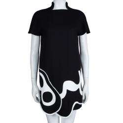 Pre Owned Victoria Beckham Black Abstract Hem Shift Dress S