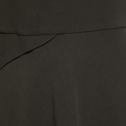 Pre Owned Victoria Beckham Dark Green Crepe Asymmetric Peplum Top S