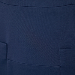 Pre Owned Victoria Beckham Navy Blue Stretch Crepe V Neck Pencil Dress M
