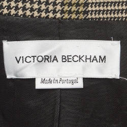 Pre Owned Victoria Beckham Beige Checked Wool Double-Breasted Blazer S