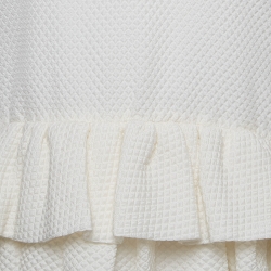Pre Owned Victoria Beckham White Textured Cotton Blend Sleeveless Ruffled Mini Dress M
