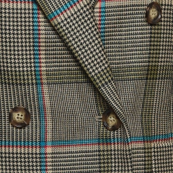 Pre Owned Victoria Beckham Beige Checked Wool Double-Breasted Blazer S