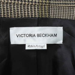 Pre Owned Victoria Beckham Beige Checked Wool Double-Breasted Blazer S