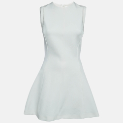 Pre Owned Victoria Beckham White Stretch Knit Flared Mini Dress M
