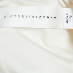 Pre Owned Victoria Beckham White Stretch Knit Flared Mini Dress M