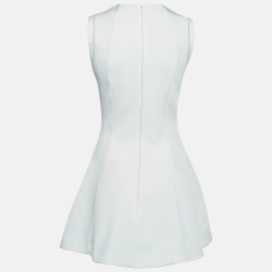 Pre Owned Victoria Beckham White Stretch Knit Flared Mini Dress M