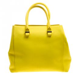 Pre Owned Victoria Beckham Yellow Leather Quincy Tote