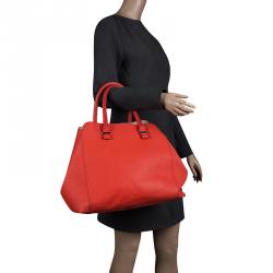 Pre Owned Victoria Beckham Orange Leather Liberty Tote