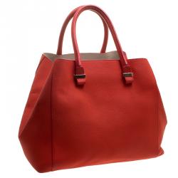 Pre Owned Victoria Beckham Orange Leather Liberty Tote