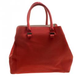 Pre Owned Victoria Beckham Orange Leather Liberty Tote