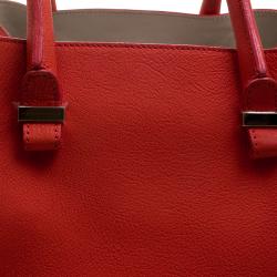 Pre Owned Victoria Beckham Orange Leather Liberty Tote