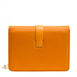 Pre Owned Victoria Beckham Orange Leather Mini Chain Shoulder Bag