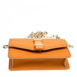 Pre Owned Victoria Beckham Orange Leather Mini Chain Shoulder Bag