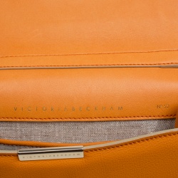 Pre Owned Victoria Beckham Orange Leather Mini Chain Shoulder Bag