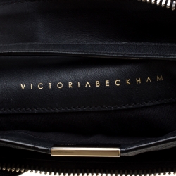 Pre Owned Victoria Beckham Black Leather Front Zip Crossbody Bag