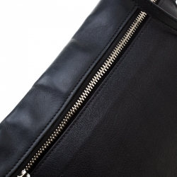 Pre Owned Victoria Beckham Black Leather Front Zip Crossbody Bag
