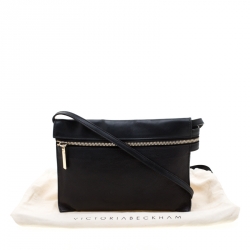 Pre Owned Victoria Beckham Black Leather Front Zip Crossbody Bag