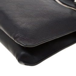 Pre Owned Victoria Beckham Black Leather Front Zip Crossbody Bag