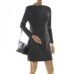 Pre Owned Victoria Beckham Black Leather Front Zip Crossbody Bag