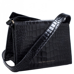 Pre Owned Victoria Beckham Black Croc Embossed Leather Mini Shoulder Bag 