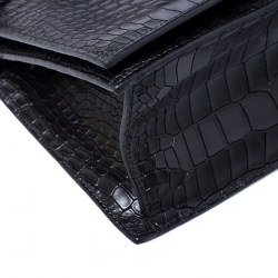 Pre Owned Victoria Beckham Black Croc Embossed Leather Mini Shoulder Bag 
