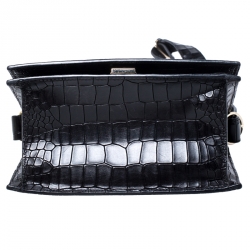 Pre Owned Victoria Beckham Black Croc Embossed Leather Mini Shoulder Bag 