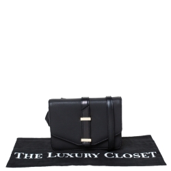 مملوكة مسبقًا Victoria Beckham Black Leather Buckle Flap Crossbody Bag