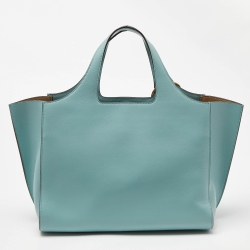 Pre Owned Victoria Beckham Green Leather Medium Newspaper Tote 