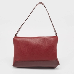 Pre Owned Victoria Beckham Burgundy Leather Puffy Chain Flap Bag