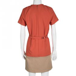 Pre Owned Victoria Victoria Beckham Colorblock Belted Short Sleeve Dress M
