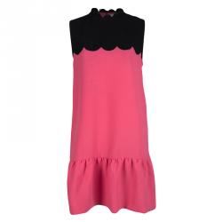 مملوكة مسبقًا Victoria Victoria Beckham SS'12 RTW Pink Contrast Scallop Yoke Detail Dress L