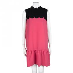 مملوكة مسبقًا Victoria Victoria Beckham SS'12 RTW Pink Contrast Scallop Yoke Detail Dress L