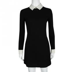 Pre Owned Victoria Victoria Beckham Black Contrast Collar Wool Dress S