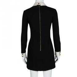 Pre Owned Victoria Victoria Beckham Black Contrast Collar Wool Dress S