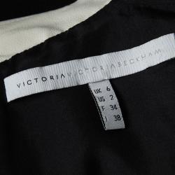 Pre Owned Victoria Victoria Beckham Black Contrast Collar Wool Dress S