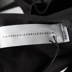 Pre Owned Victoria Victoria Beckham Black Cotton Ruffled Sleeve Top XS